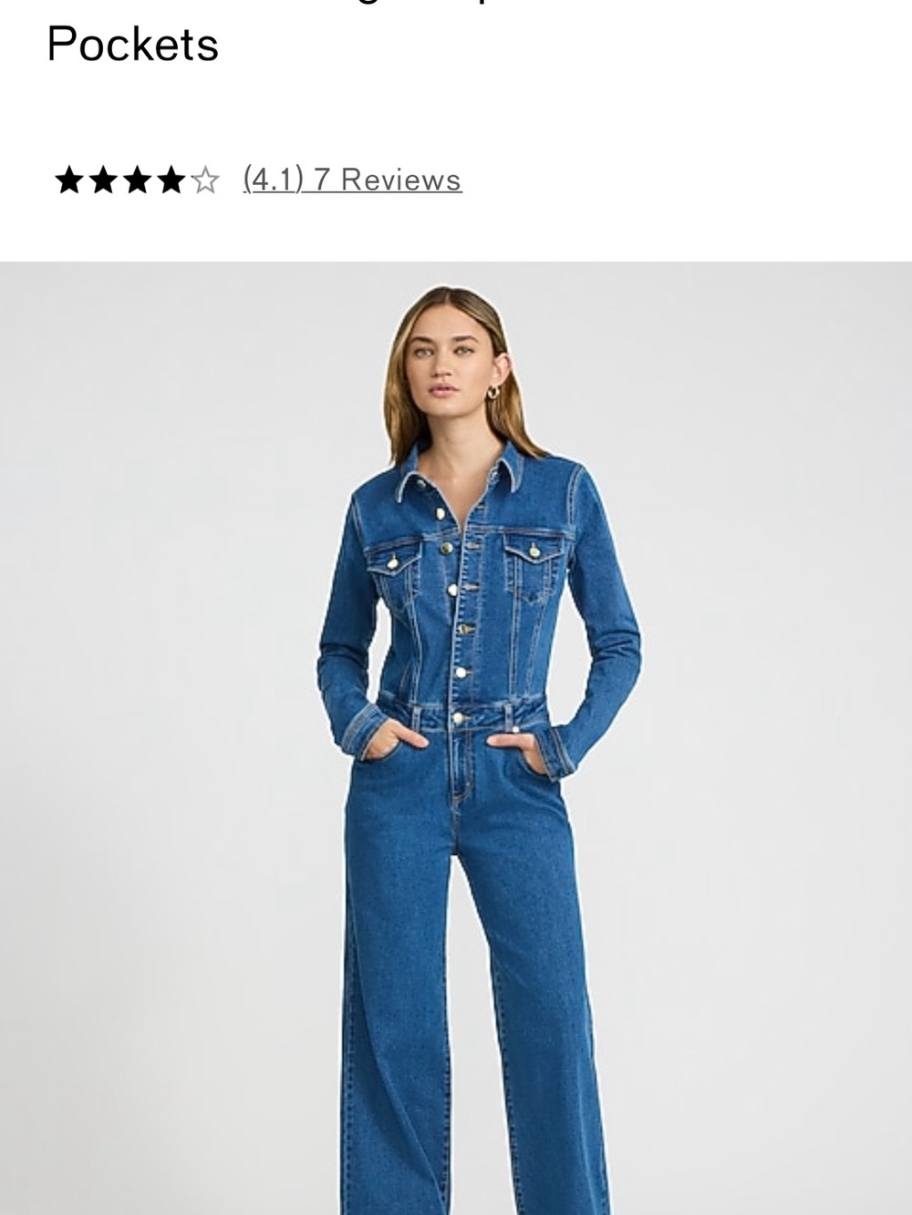Express Blue Denim Wide-Leg Jumpsuit